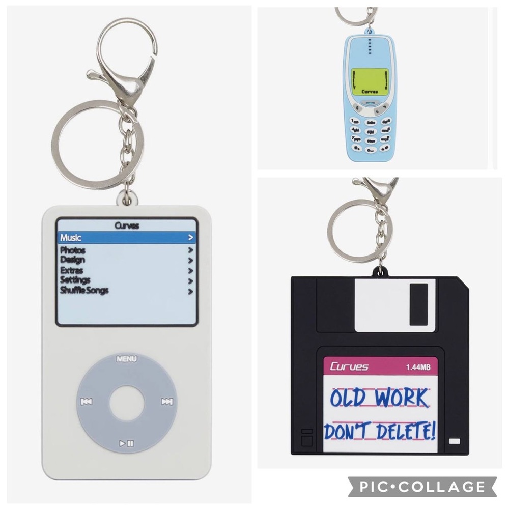 Retro Gadget Keychain Set - White, Blue & Black